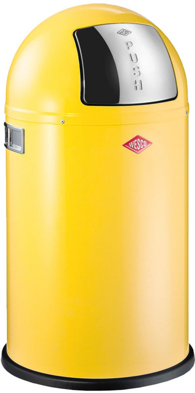 Wesco Pushboy Junior Abfallbehälter | 22 Liter | Metall - zitronengelb | Mülleimer - hergestellt in Deutschland