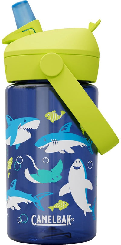 Camelbak Thrive Flip Straw Trinkflasche Kinder – 400 ml – mit Strohhalm – Wasserflasche – Blau (Haie und Rochen)