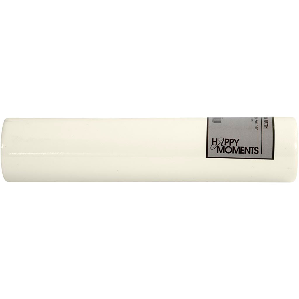 Creativ Company Tischläufer aus Stoffimitat, B: 35 cm, 70 g, Creme, 10 m 1 Rolle