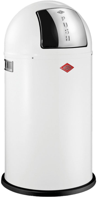Wesco Pushboy Abfallbehälter | 50 Liter | Metall - weiß | Mülleimer - hergestellt in Deutschland