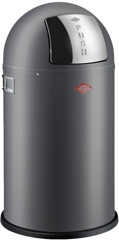 Wesco Pushboy Junior Abfallbehälter | 22 Liter | Metall - Graphit matt | Mülleimer - hergestellt in Deutschland