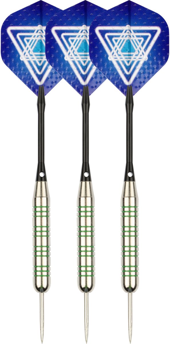 Faver Darts-Set komplett - Ersatz-Shafts - Nickel Silber - Metallic - Blau - 23 Gramm