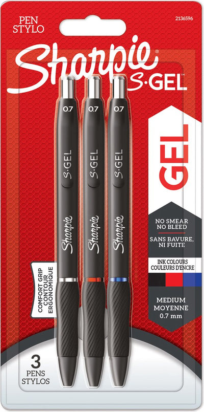 Sharpie Gelstift Druckknopf 0,7 mm Schwarz, Blau, Rot 3 Stück