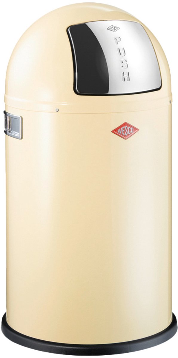 Wesco Pushboy Junior Abfallbehälter | 22 Liter | Metall - Mandel | Mülleimer - hergestellt in Deutschland