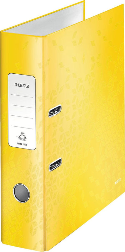 Leitz wow 180° langlebiger Ordner – Kapazität von 600 A4-Blättern – Rückenbreite 80 mm – Gelb