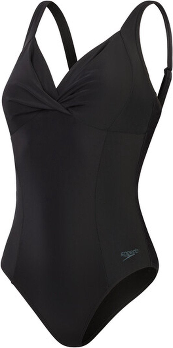 Speedo Shaping Cross Knot 1-teiliger Damen-Sportbadeanzug – Schwarz