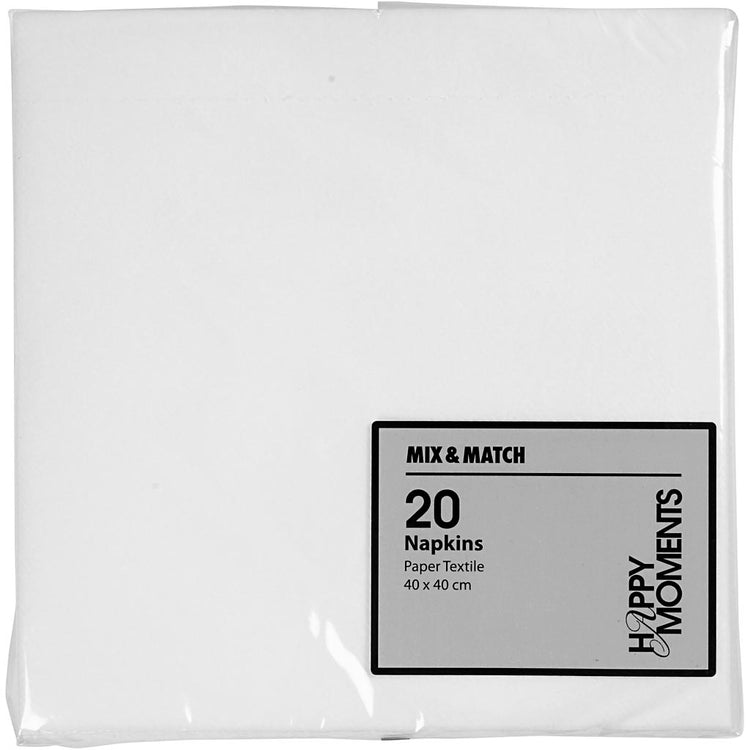 Creativ Company Servietten, Größe 40x40 cm, 60 gr, weiß, 20 Stück 1 Box