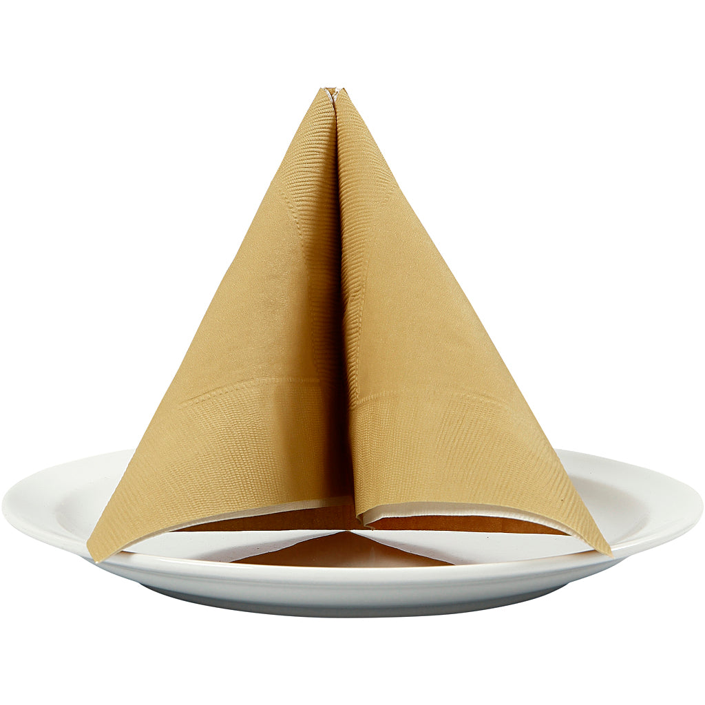 Creativ Company Servietten, Größe 40x40 cm, 60 gr, Gold, 20 Stück 1 Box