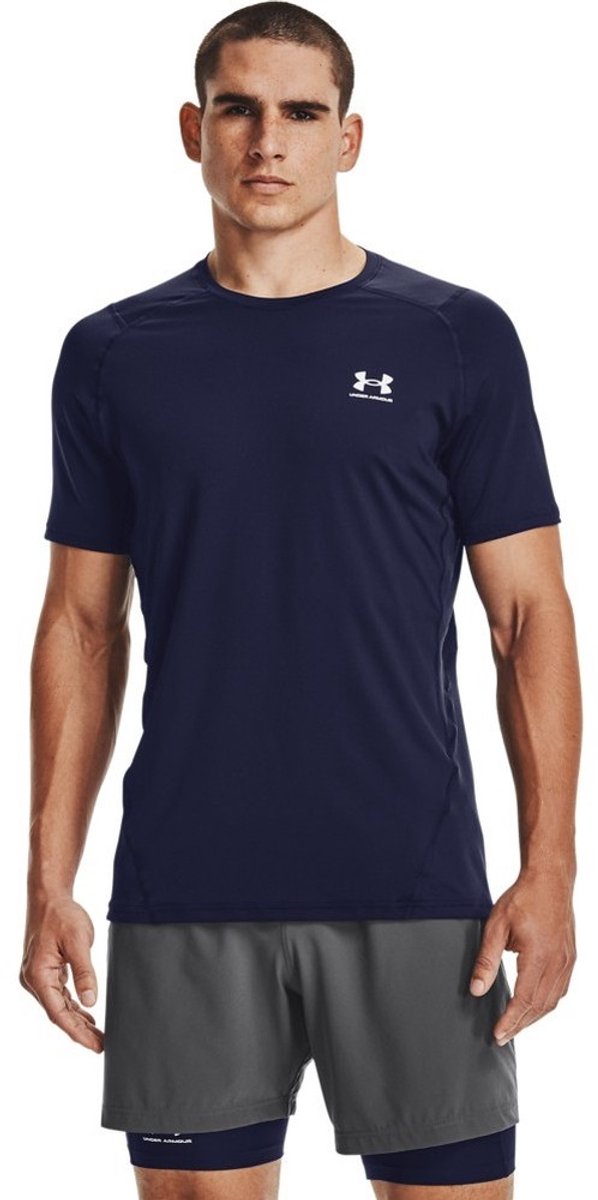 Under Armour UA HG Armour Fitted SS-Blu Herren-Sportshirt – Midnight Navy – Weiß