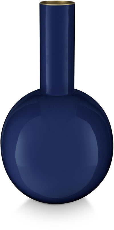 Pip Studio Vase – Blumenvase aus Metall – dunkelblau – 15 x 26 cm