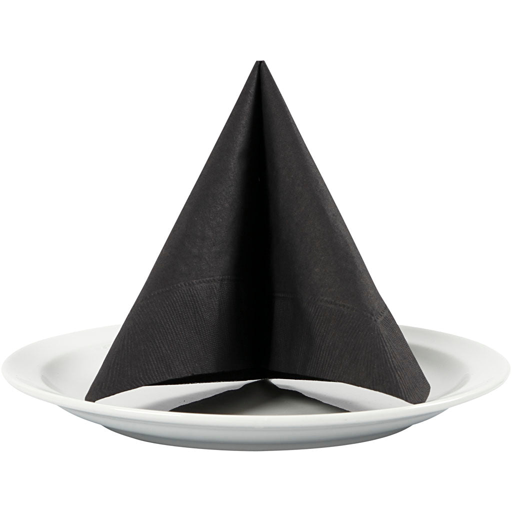 Creativ Company Servietten, Größe 33x33 cm, schwarz, 20 Stück, 1 Box