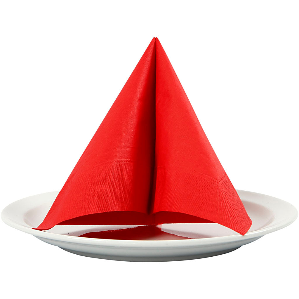 Creativ Company Servietten, Größe 33x33 cm, rot, 20 Stück, 1 Box