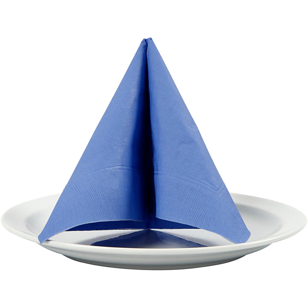 Creativ Company Servietten, weiße Rückseite, Größe 33x33 cm, hellblau, 20 Stück 1 Box
