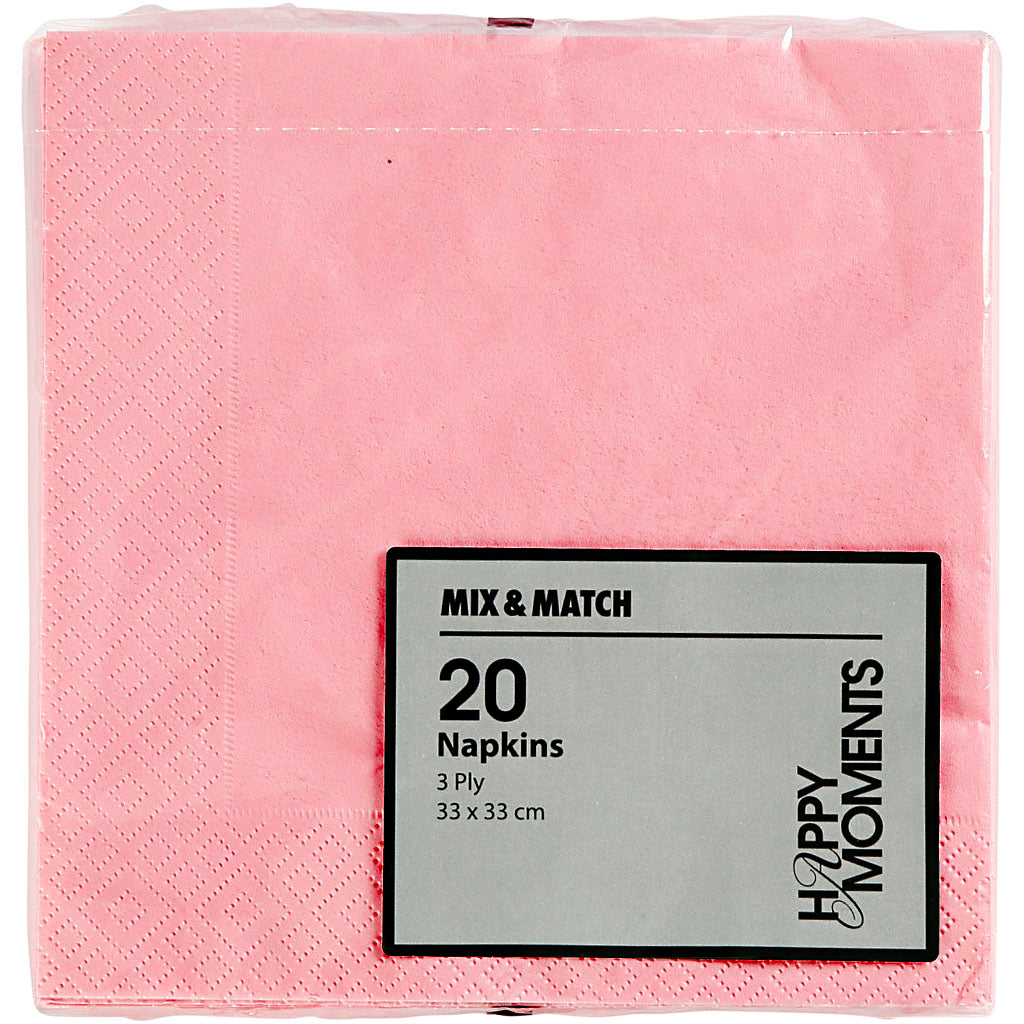Creativ Company Servietten, Größe 33x33 cm, hellrot, 20 Stück 1 Box