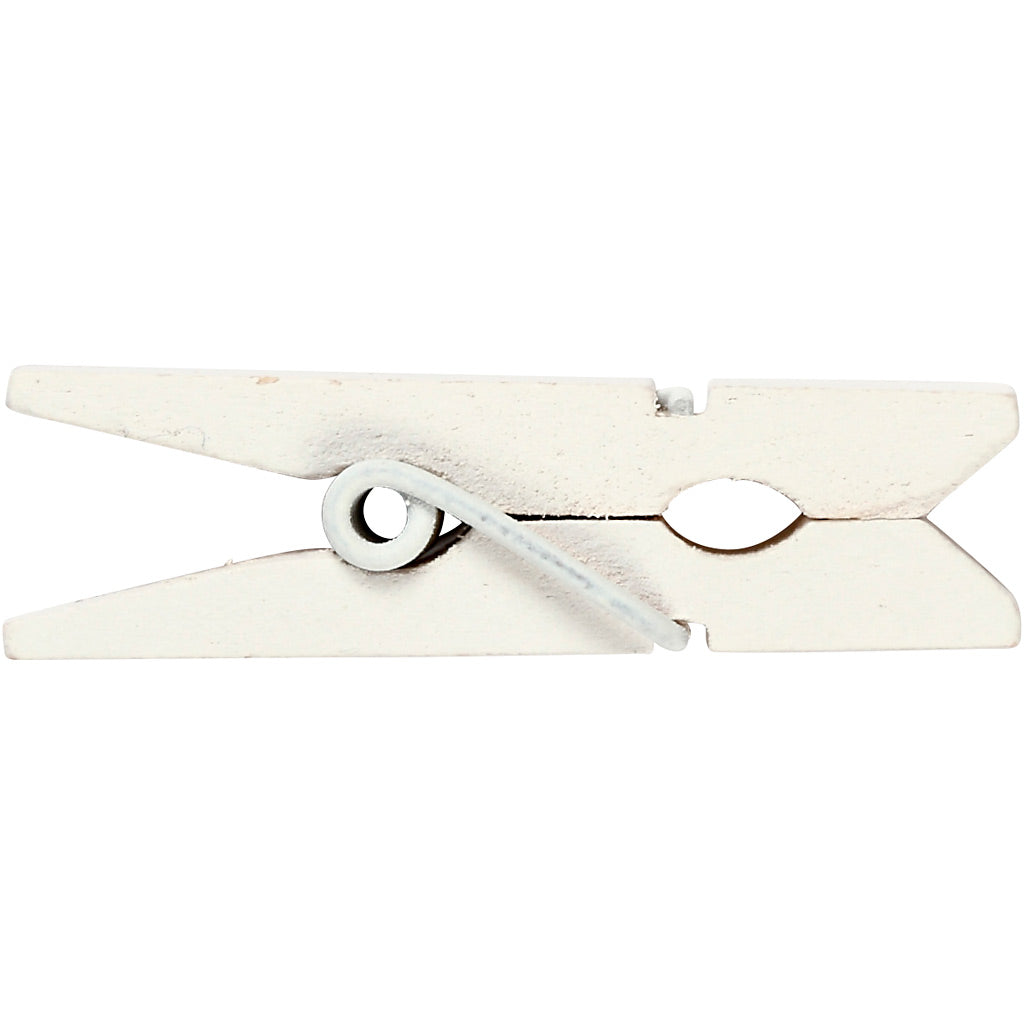 Creativ Company Mini-Wäscheklammer, Größe 35x7 mm, Stärke 9 mm, weiß, 20 Stück 1 Box