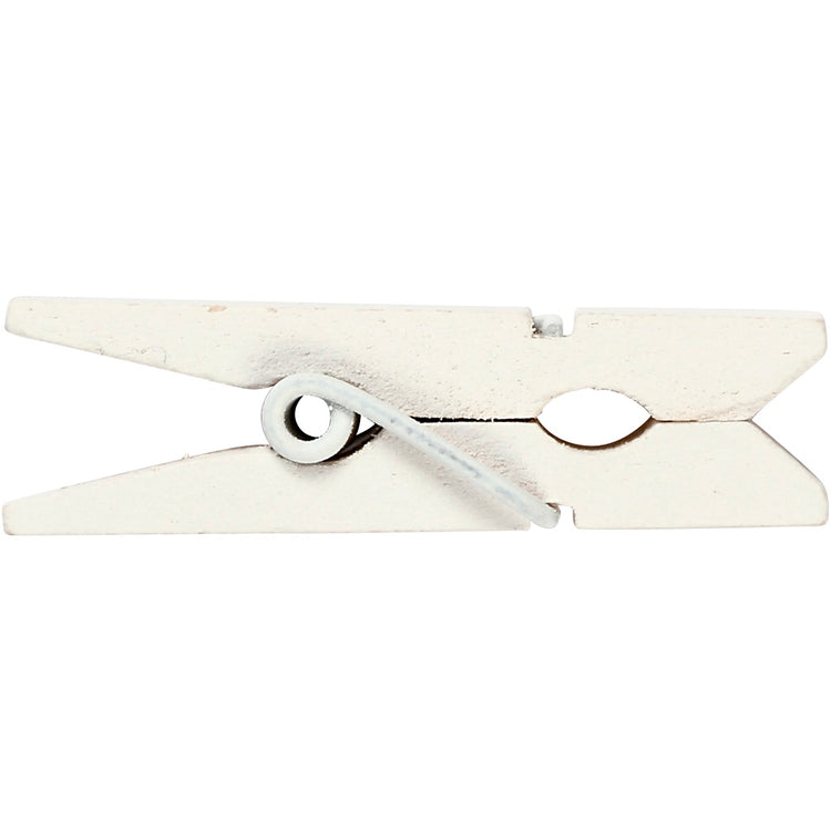 Creativ Company Mini-Wäscheklammer, Größe 35x7 mm, Stärke 9 mm, weiß, 20 Stück 1 Box
