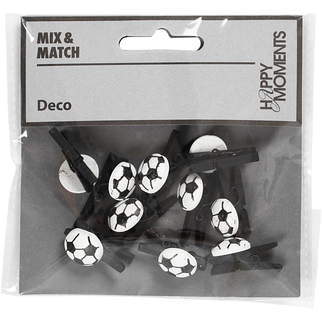 Creativ Firmenklammer mit Fußball, Größe 14x25 mm, Stärke 12 mm, schwarz, 10 Stück 1 Box