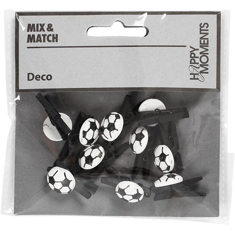 Creativ Firmenklammer mit Fußball, Größe 14x25 mm, Stärke 12 mm, schwarz, 10 Stück 1 Box