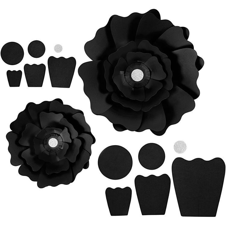 Creativ Company Papierblumen, D 15+25 cm, 230 gr, schwarz, 2 Stück 1 Box