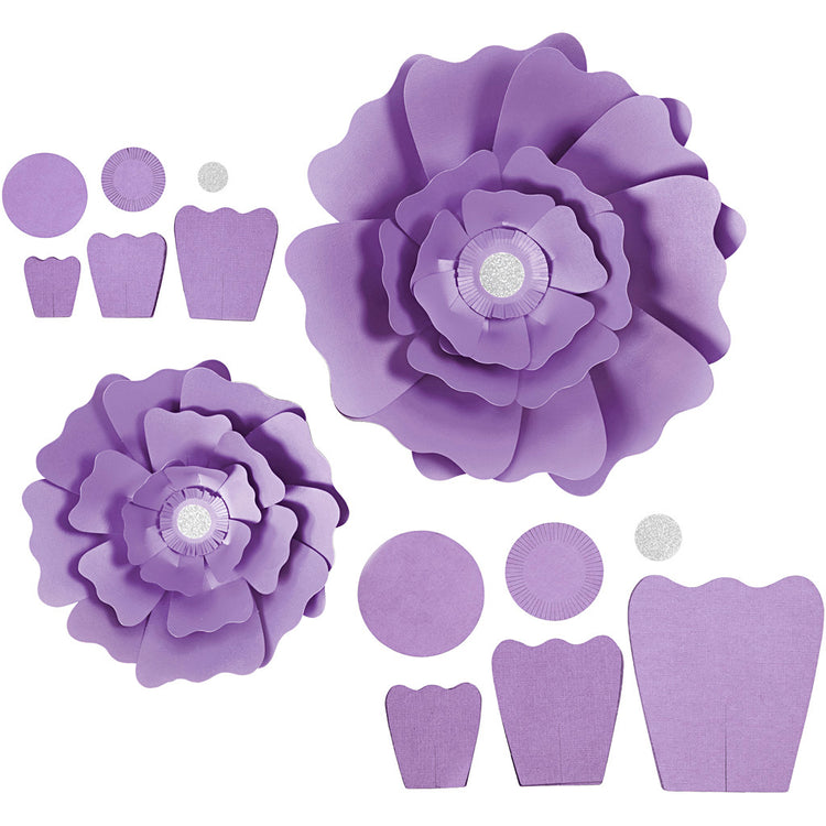 Creativ Company Papierblumen, D 15+25 cm, 230 g, lila, 2 Stück 1 Box