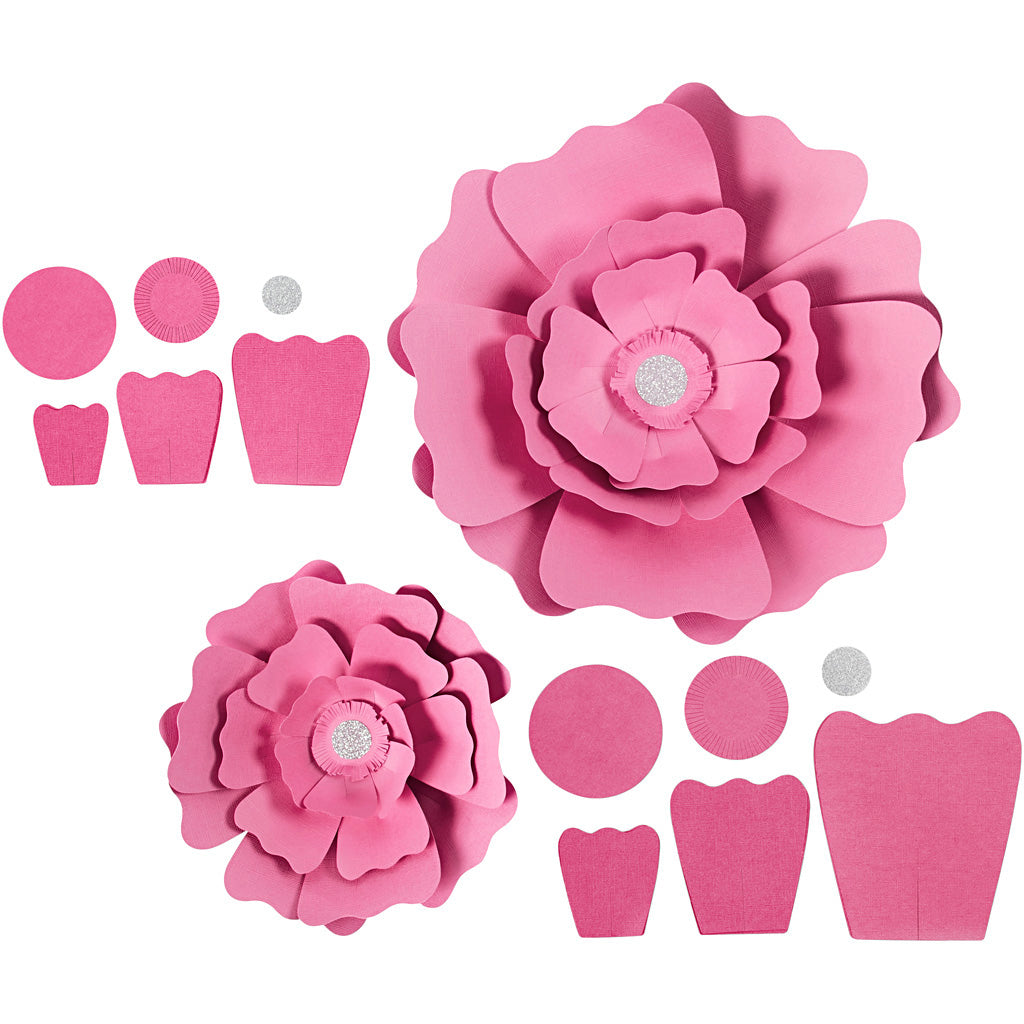 Creativ Company Papierblumen, D 15+25 cm, 230 g, hellrot, 2 Stück 1 Box