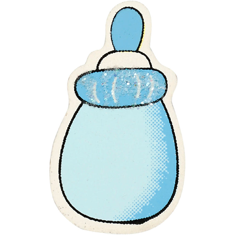 Creativ Company Babyflasche, Größe 22x37 mm, Stärke 1,7 mm, Glitzer, hellblau, 10 Stück 1 Box