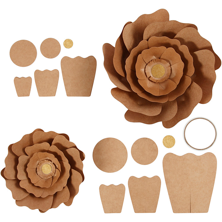Creativ Company Papierblumen, D 15+25 cm, natur, 2 Stück 1 Box
