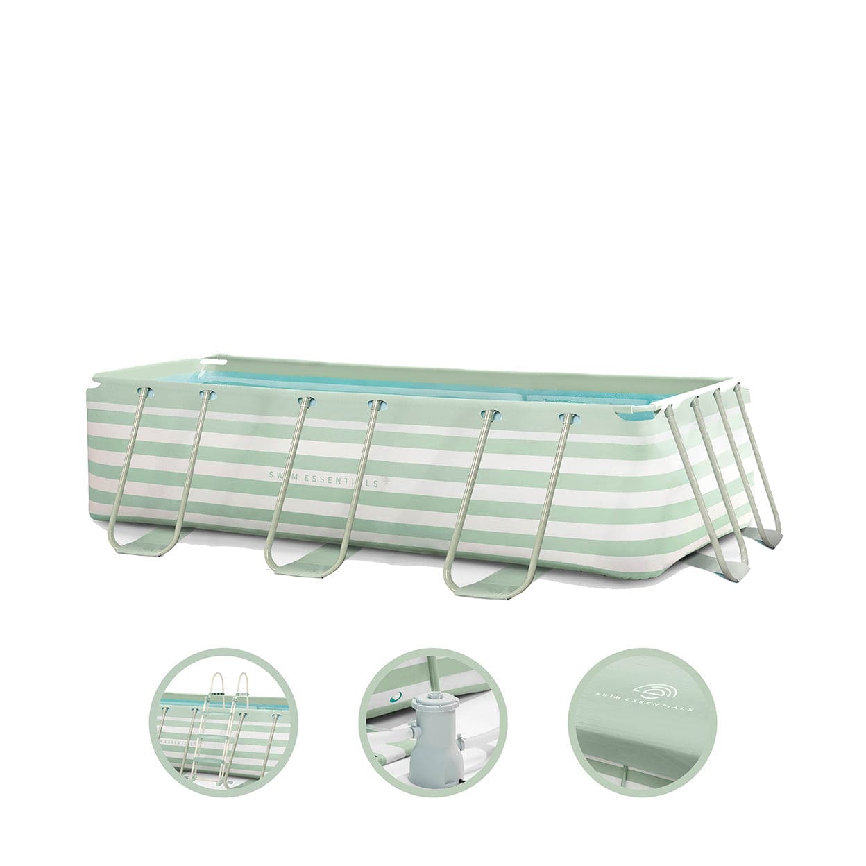 Essenz | Grüne weiße Design Swimmingpool 400x200x100 cm inkl. Zubehör