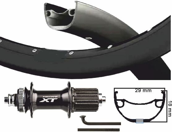 KGS Shimano XT Hinterrad 28 29 Zoll (622) Schwarz 8-11 Speed ​​Centerlock QR-Ausfälle