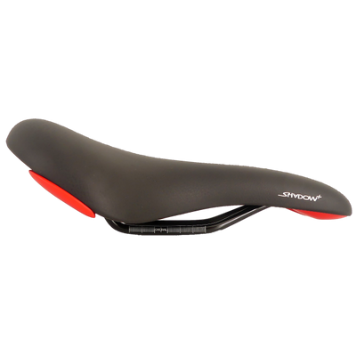 Selleroyal Fahrradsattel Selle Royal Shadow+ – sportliche Herren – Schwarz (mit roten Details) – Werkstattverpackung