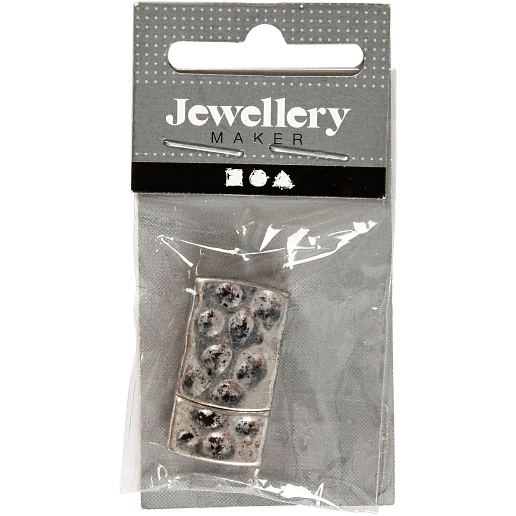 Creativ Company Magnetverschluss, Größe 7x29 mm, Lochgröße 3x10 mm, Antiksilber, 1 Stück