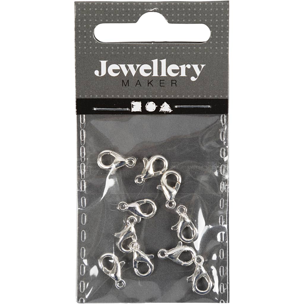 Creativ Company Karabiner, L: 10 mm, versilbert, 10 Stück 1 Box
