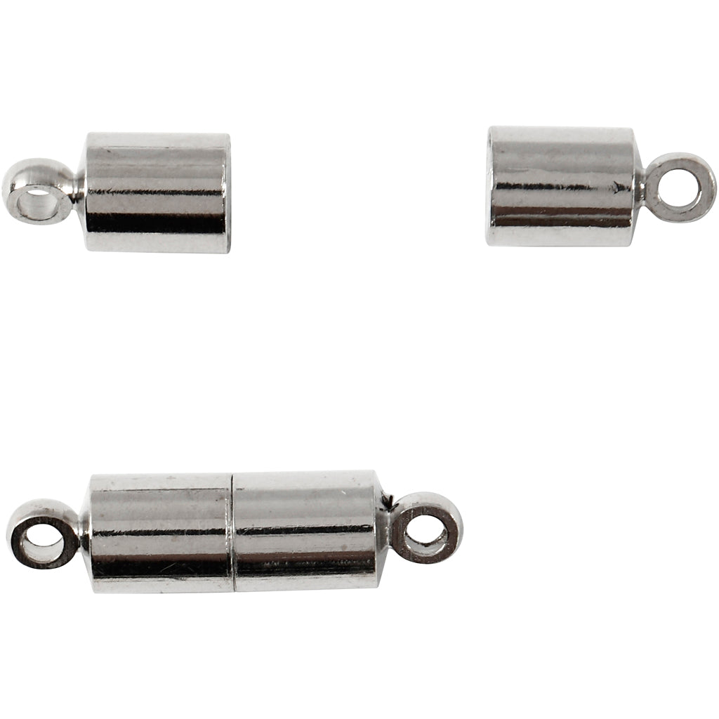 Creativ Company Magnetverschluss mit Ösen, L: 15 mm, D 5 mm, versilbert, 10 Stück 1 Box