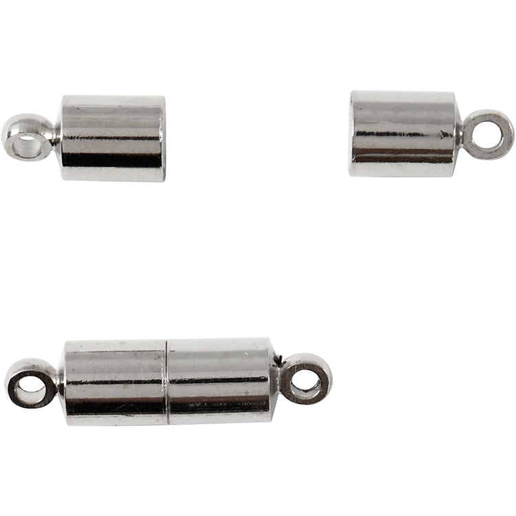 Creativ Company Magnetverschluss mit Ösen, L: 15 mm, D 5 mm, versilbert, 10 Stück 1 Box
