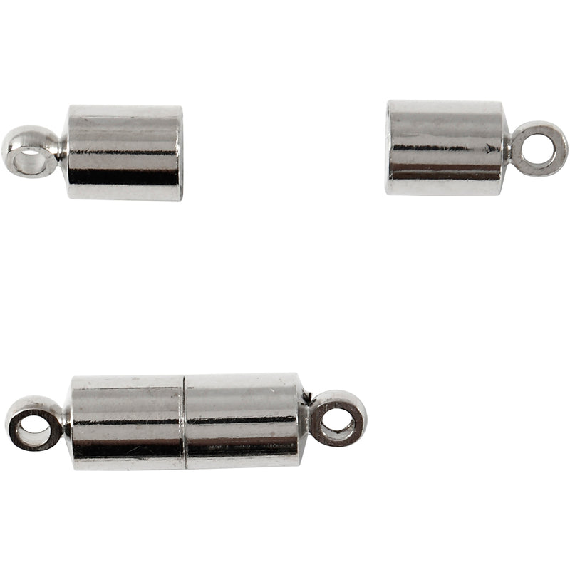 Creativ Company Magnetverschluss mit Ösen, L: 15 mm, D 5 mm, versilbert, 10 Stück 1 Box