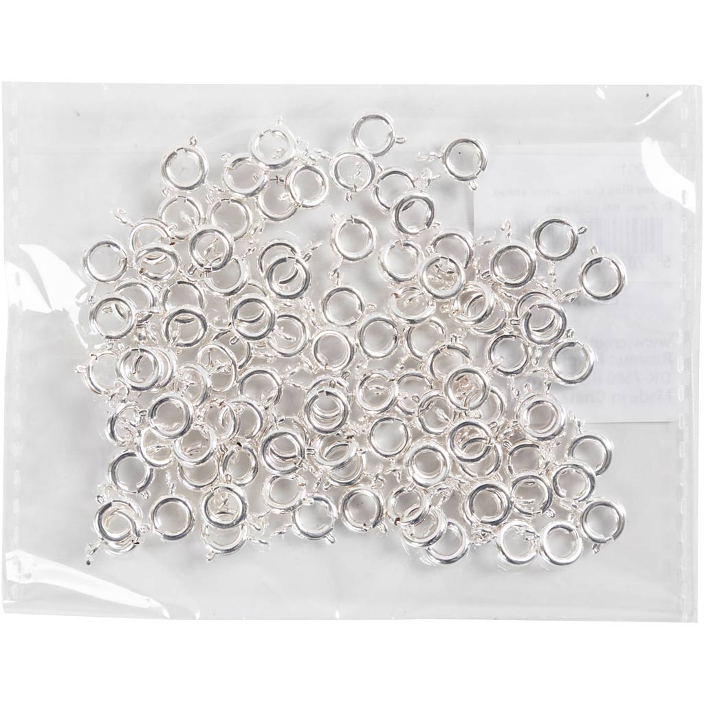 Creativ Company Federverschluss, D 7 mm, Silber, 100 Stück 1 Box