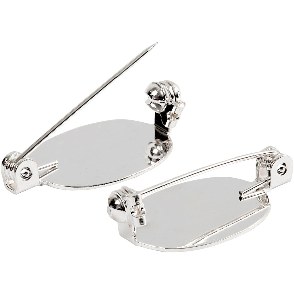 Creativ Company Broschennadel, Größe 20x15 mm, versilbert, 100 Stück 1 Box