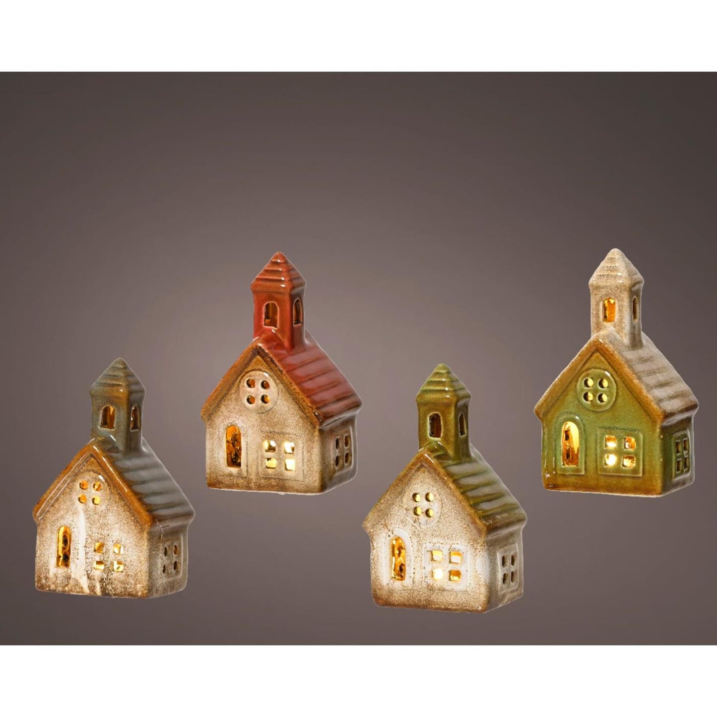Lumineo Keramikhaus mit LED 13x7,5x5,5cm