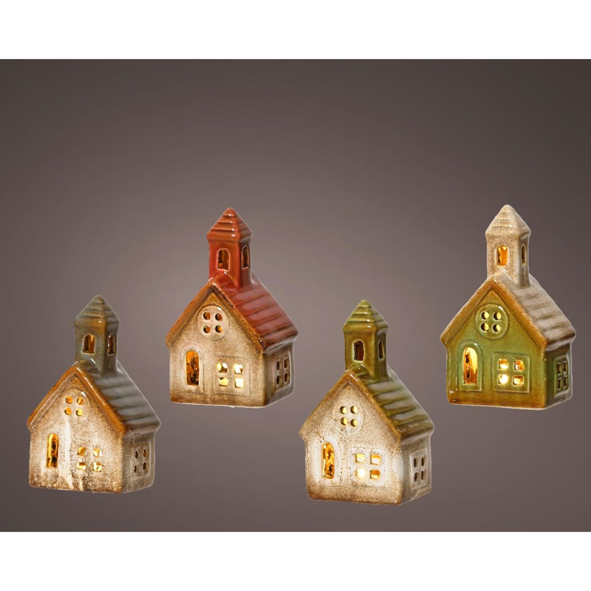 Lumineo Keramikhaus mit LED 13x7,5x5,5cm