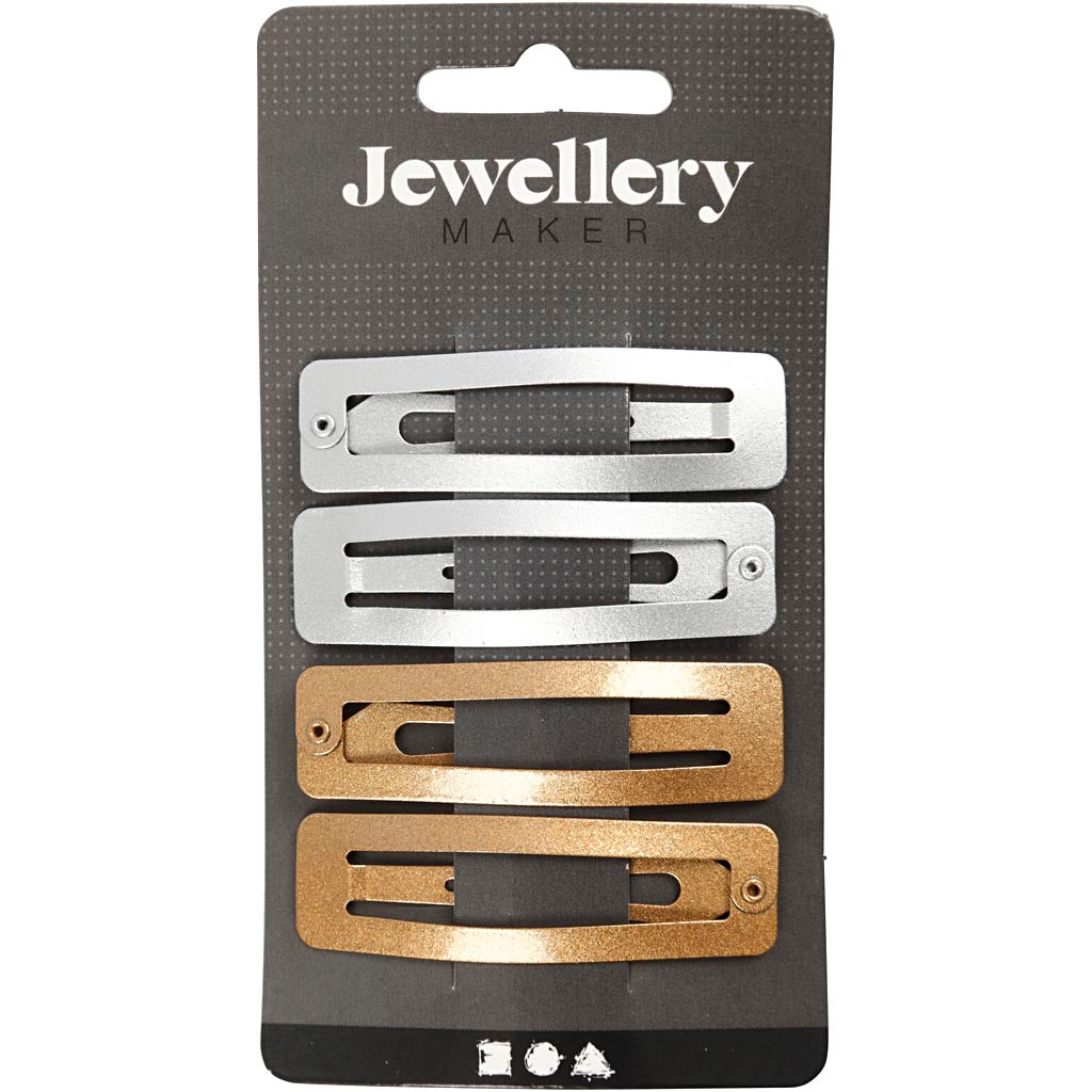Creativ Company Haarnadel, L: 58 mm, B: 16 mm, Gold, Silber, 4 Stück 1 Box