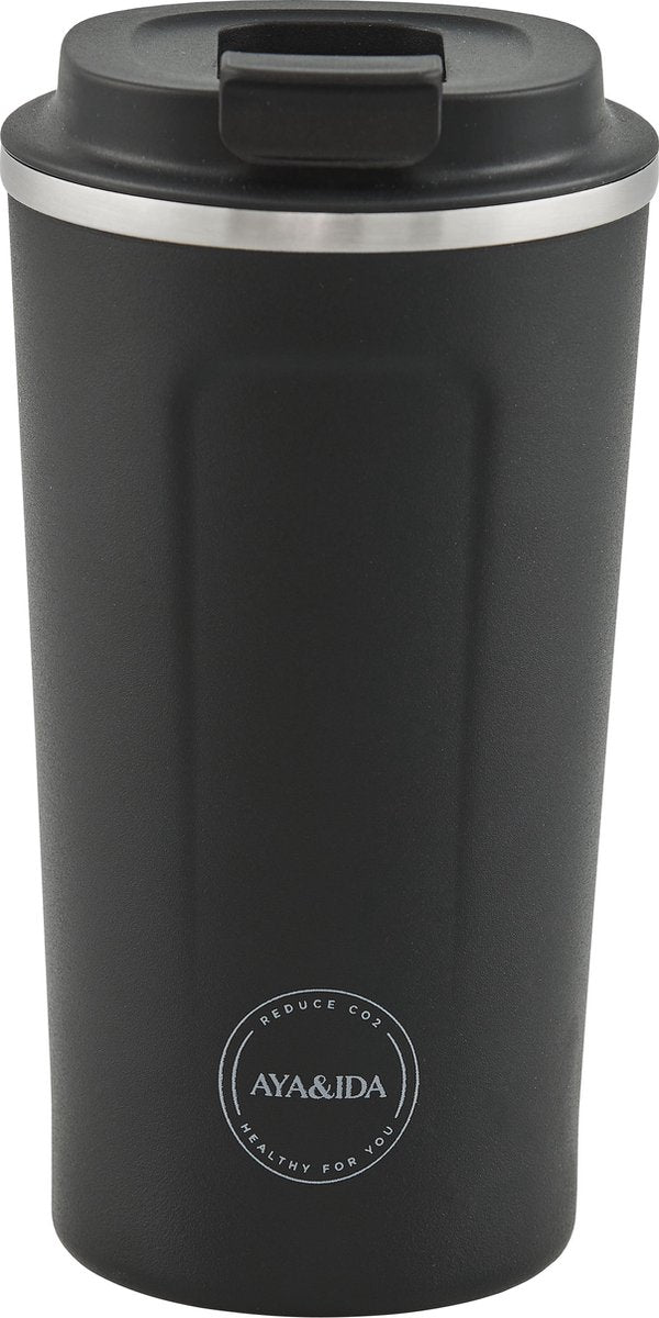 Aya ida aya ida - cup2go - Thermobecher - Kaffeebecher - Coffee to go - Reisebecher - Mitnehmen - 500ml - Mattschwarz