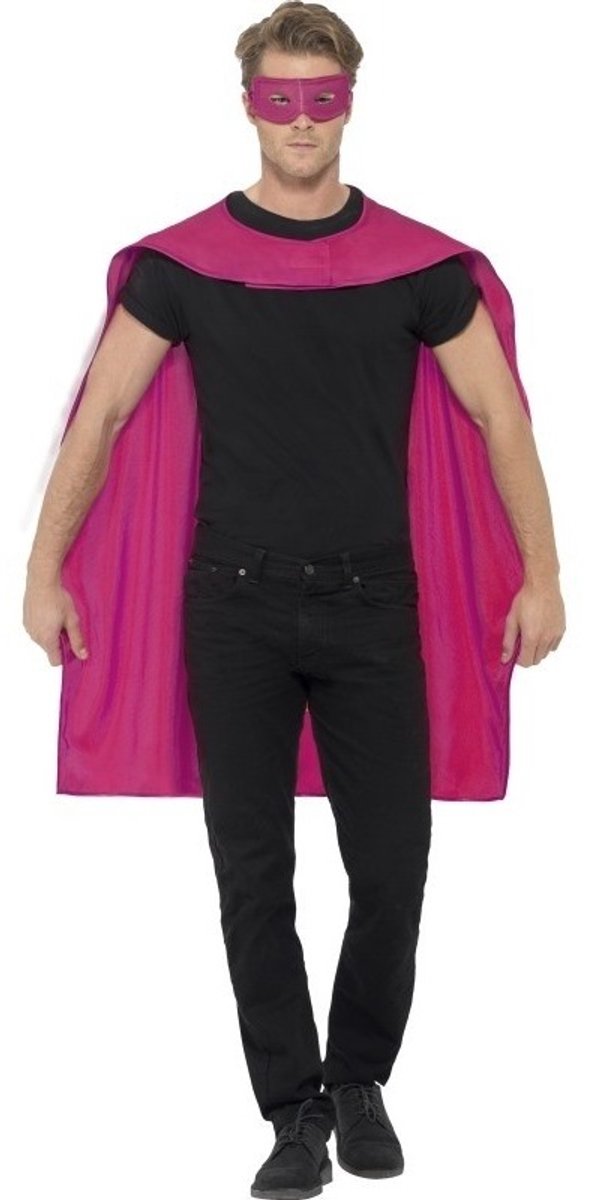 Smiffys Umhang rosa mit Augenmaske