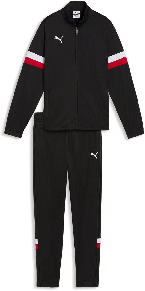 Puma Individualrise Tracksuit Jr Unisex-Trainingsanzug – Schwarz-Weiß-Rot