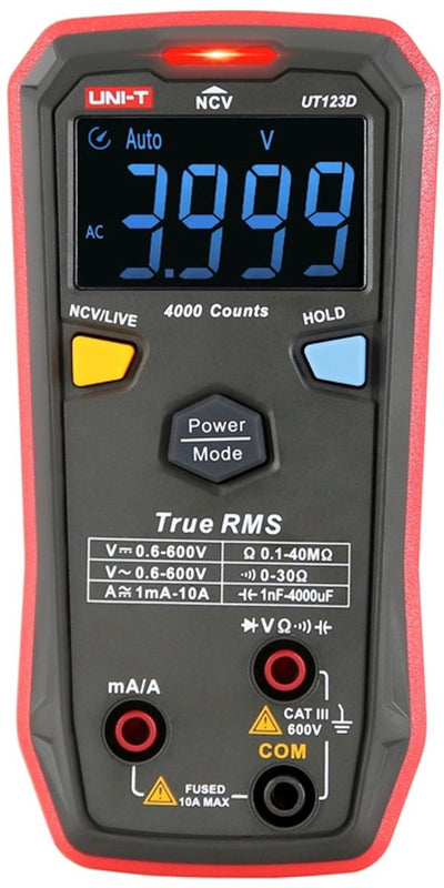 Uni-T UT123D True RMS Digitalmultimeter Smart One Button 4000 Counts Cat III 600V