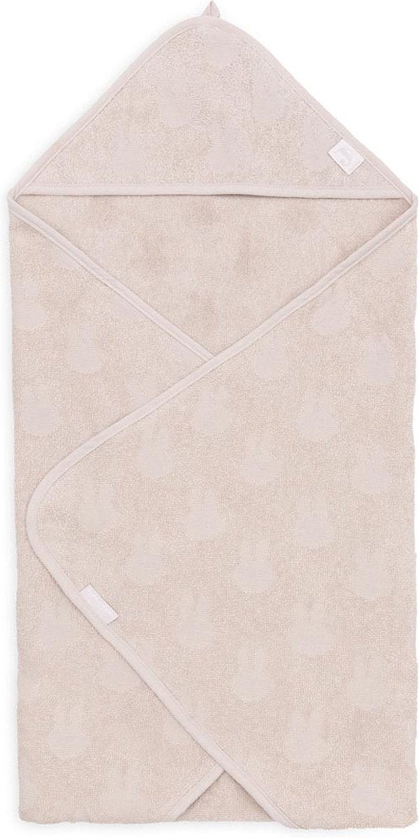 Jollein x Miffy – Badeumhang Frottee 75 x 75 cm – Babyhandtuch mit Badeumhang, Schal, Badeponcho Miffy Jacquard – Nougat