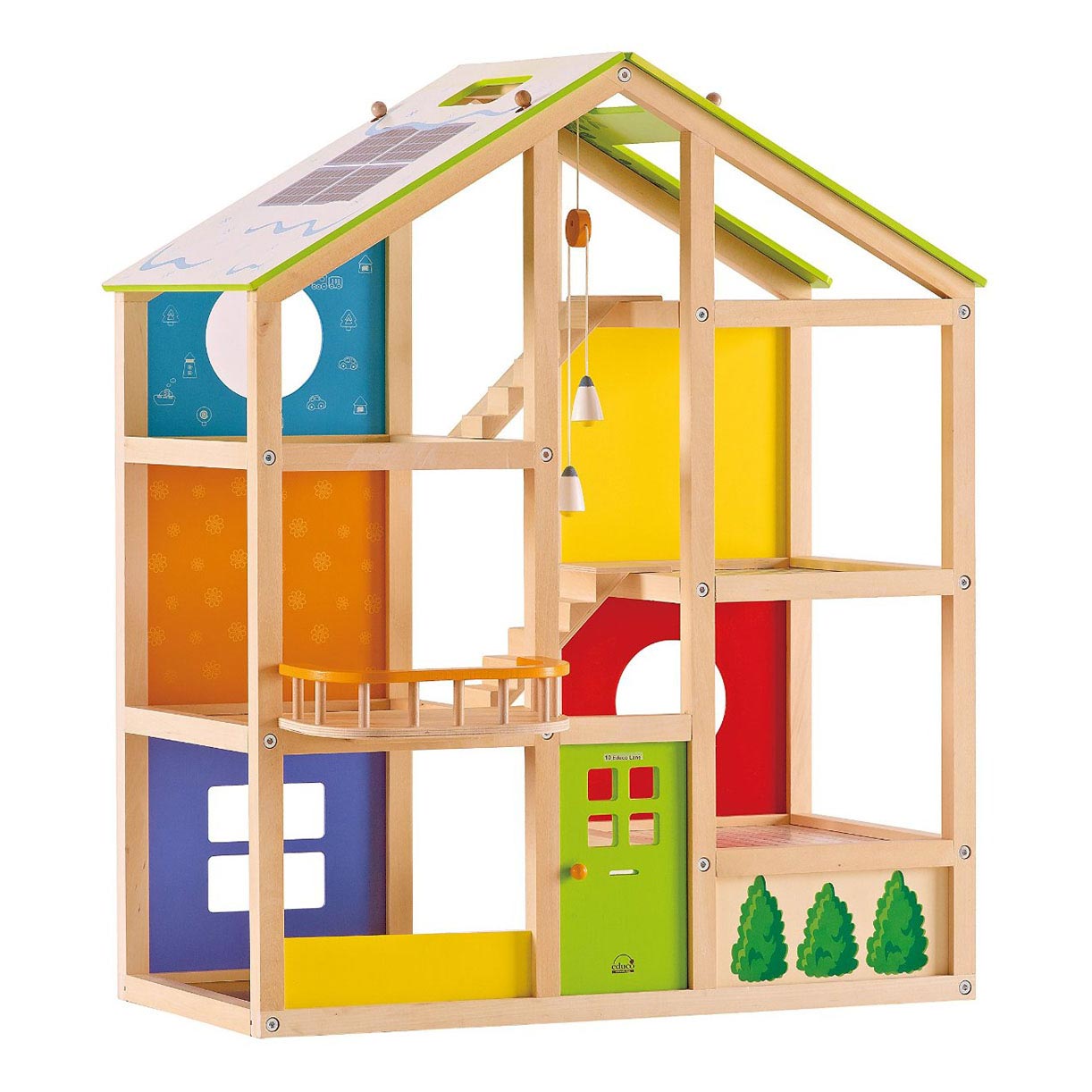 Hape Wooden 4 Seasons Dollhouse mit Möbeln