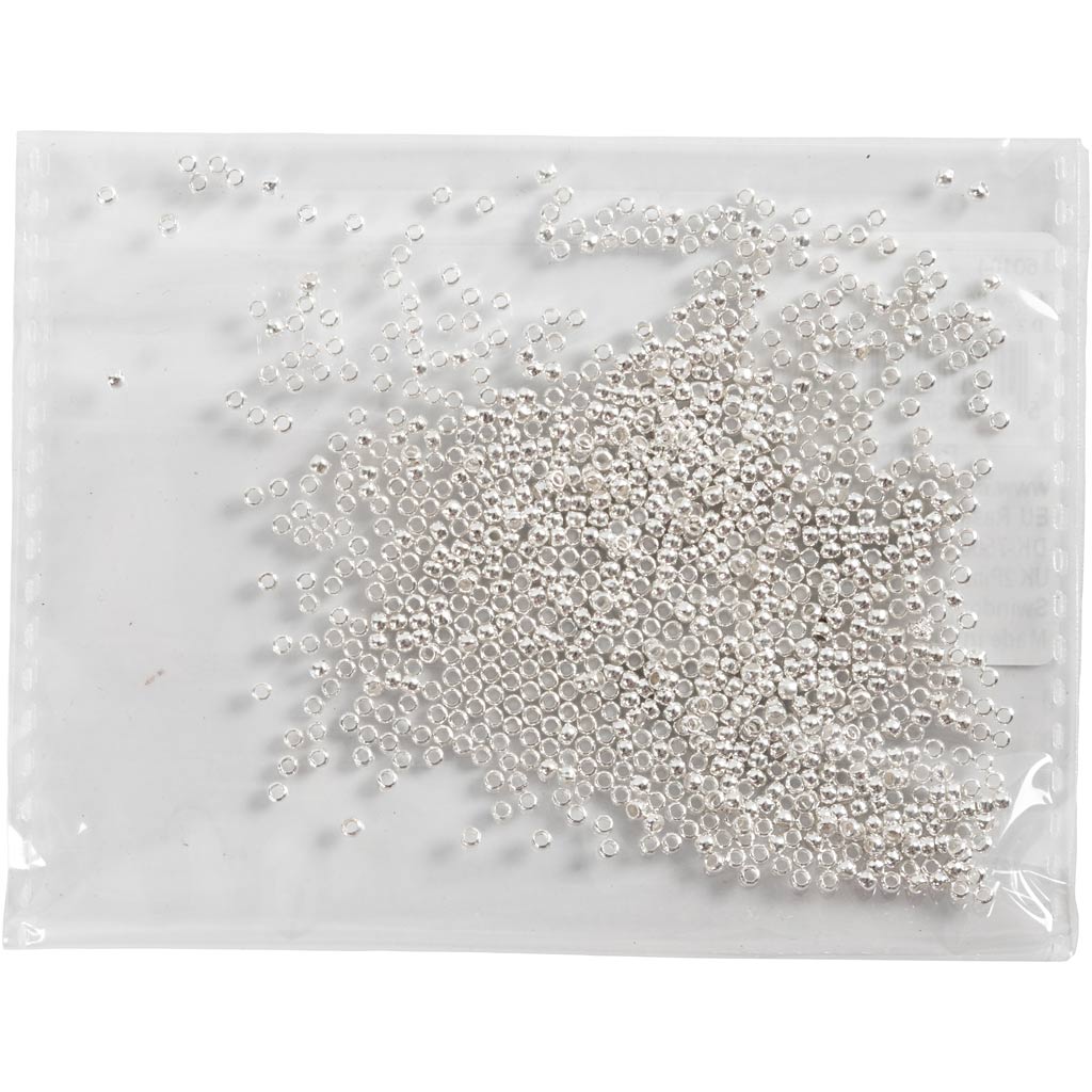 Creativ Company Squeeze Perlen, D 2 mm, Silber, 1000 Stück 1 Box