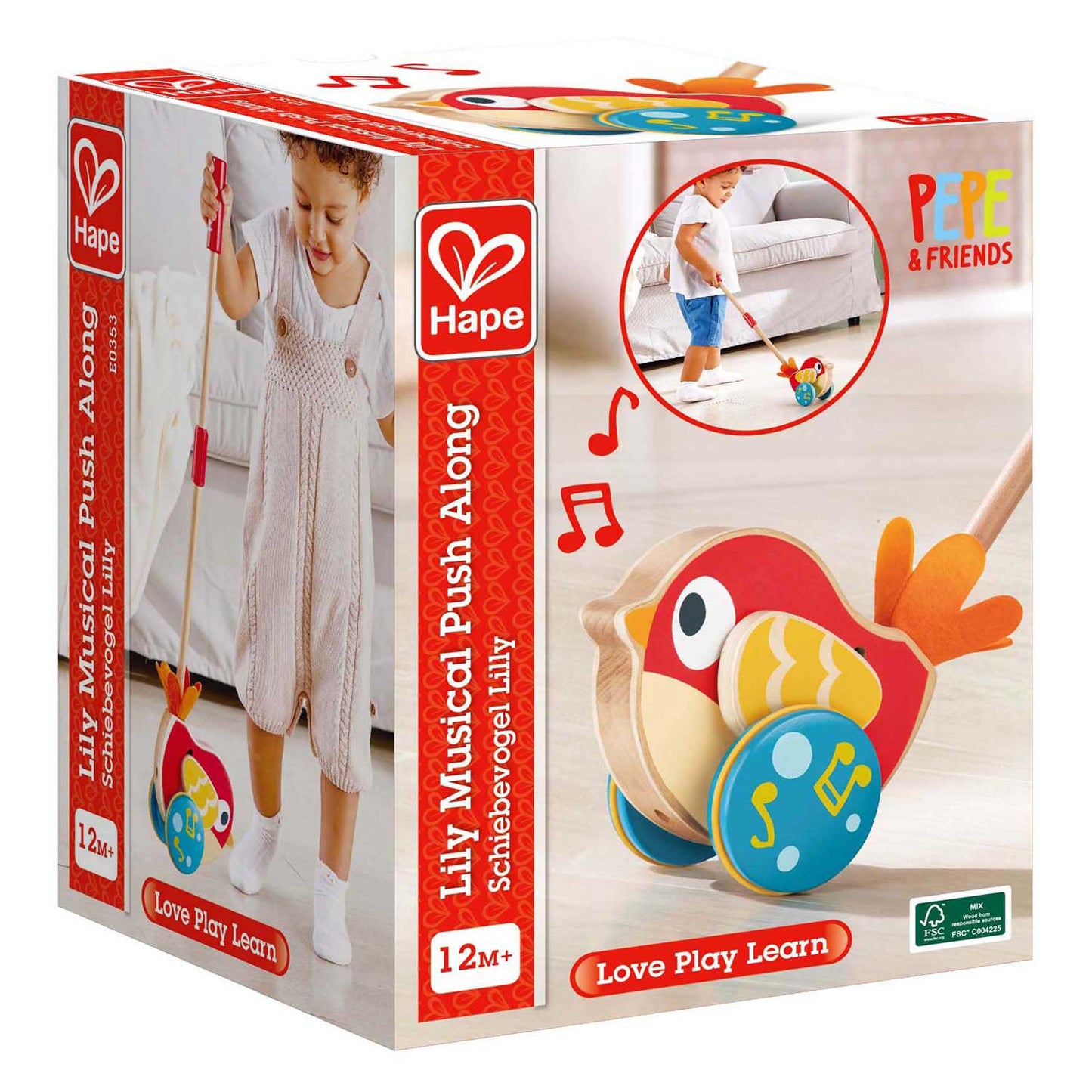 Hape Lilly Bird Schiebestock aus Holz mit Sound