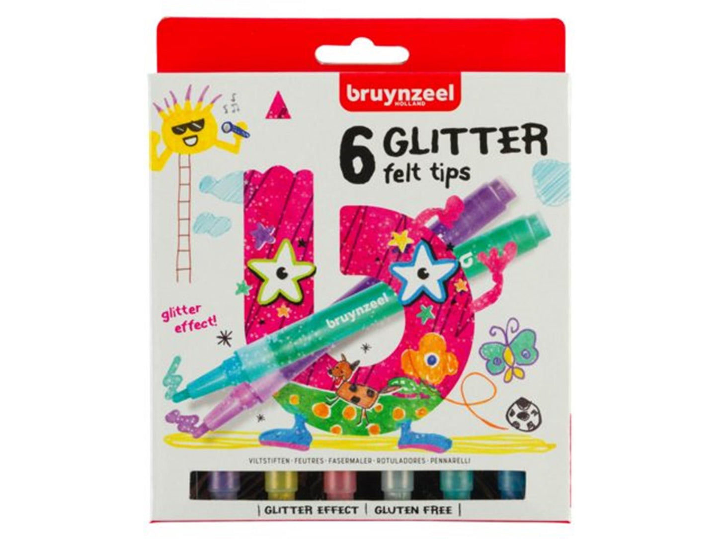 Bruynzeel 6 Glitzer-Filzstifte
