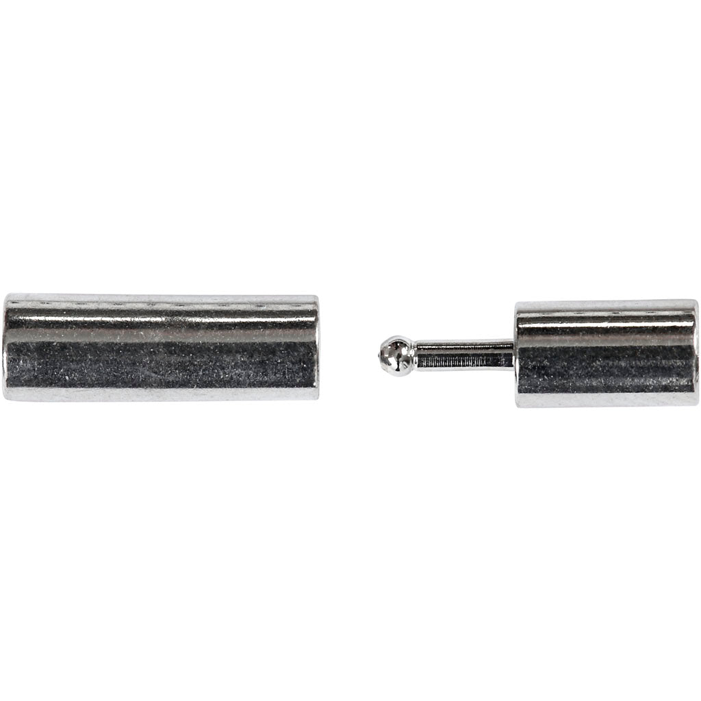 Creativ Company Magnetverschluss, Größe 3x14 mm, Lochgröße 2 mm, versilbert, 40 Stück 1 Box